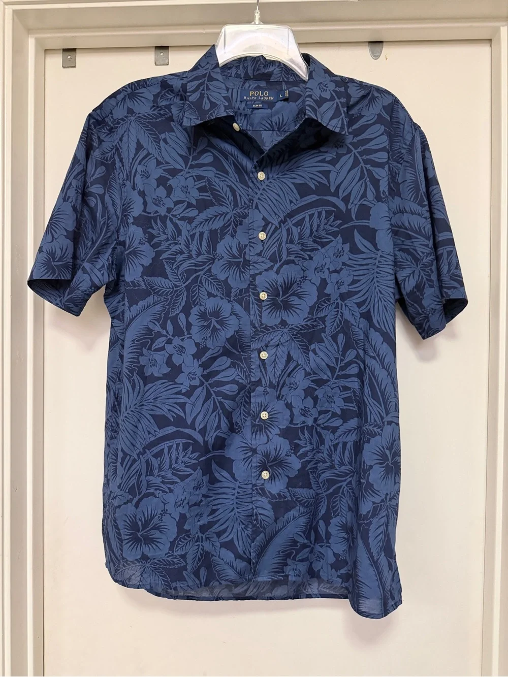 Polo Ralph Lauren Hawaiian Shirt Blue Men’s Slim Fit - size Large - Floral